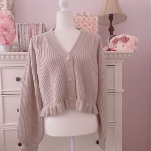 LoveShackFancy Adessa Cardigan in Dusty Mauve size XL